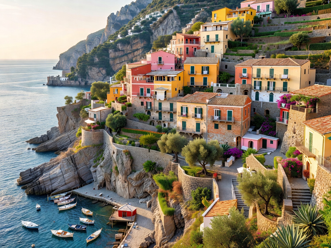 Amalfi Coast village perched above the Mediterranean