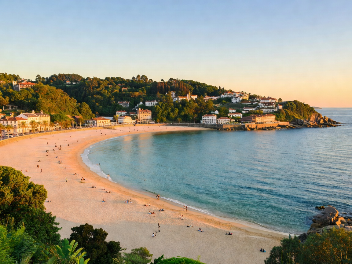 San Sebastián bay with La Concha beach and green hills
